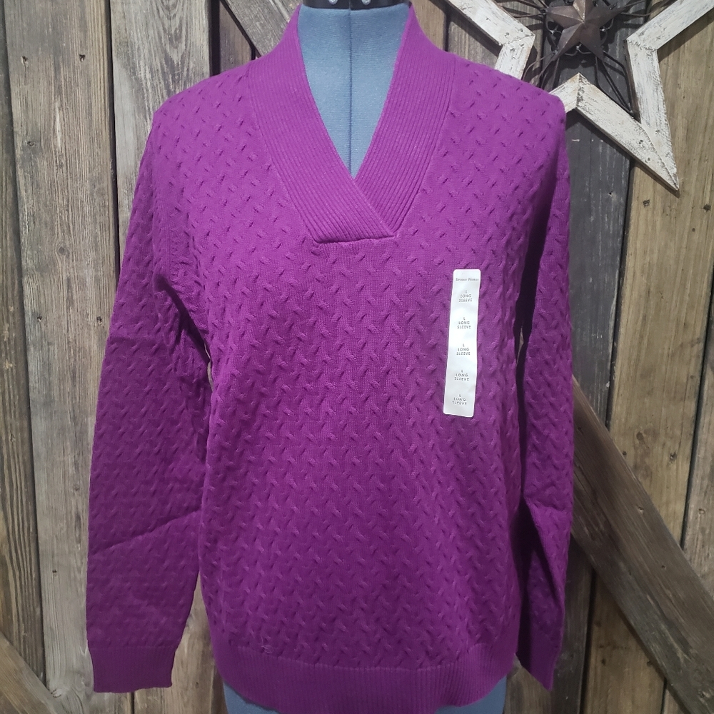 Royal Purple Studio Works Cable Knit Sweater